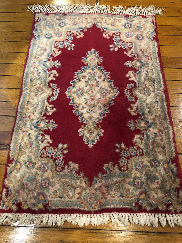 3' X 2' Fine Small Kirman Rug