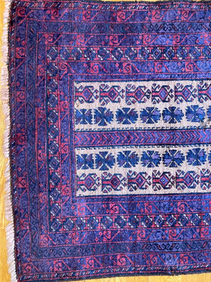 4‘9“ X 3’ Kejebe Baluch Camel Wool Prayer Rug
