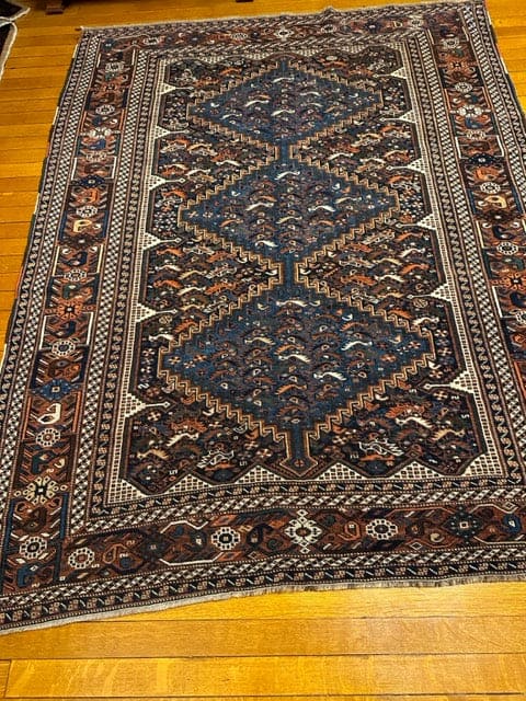 Khamseh Three Medallion Bird Rug