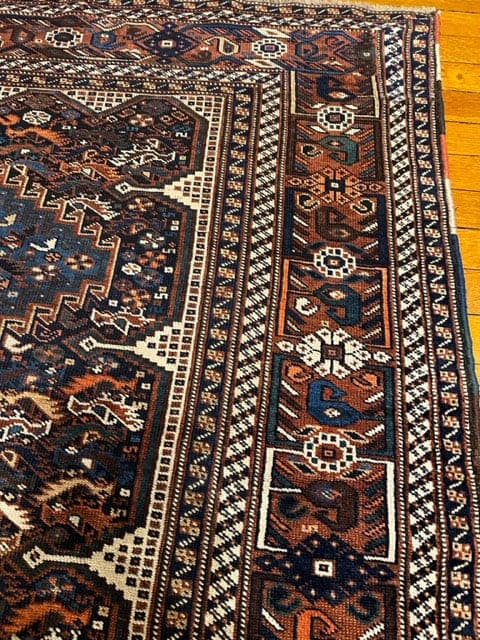Khamseh Three Medallion Bird Rug 
