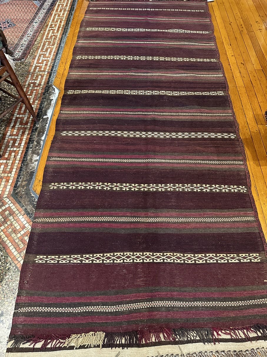 4&#39;3&quot; X 10&#39;9&quot; Maldari Old Nomadic Baluch Long Kilim [SH-131]