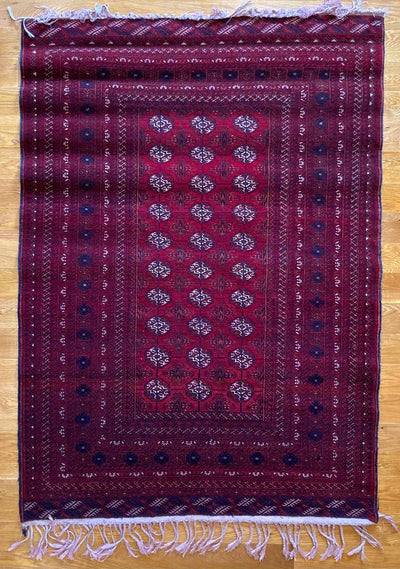 4'2" X 6' Mauri Tekke Bokhara Turkoman Fine Weave Rug