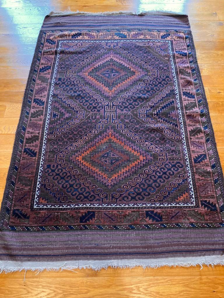 3&#39;11&quot; X 3&#39;10&quot; Mushwani Sarabani Afghan Rug