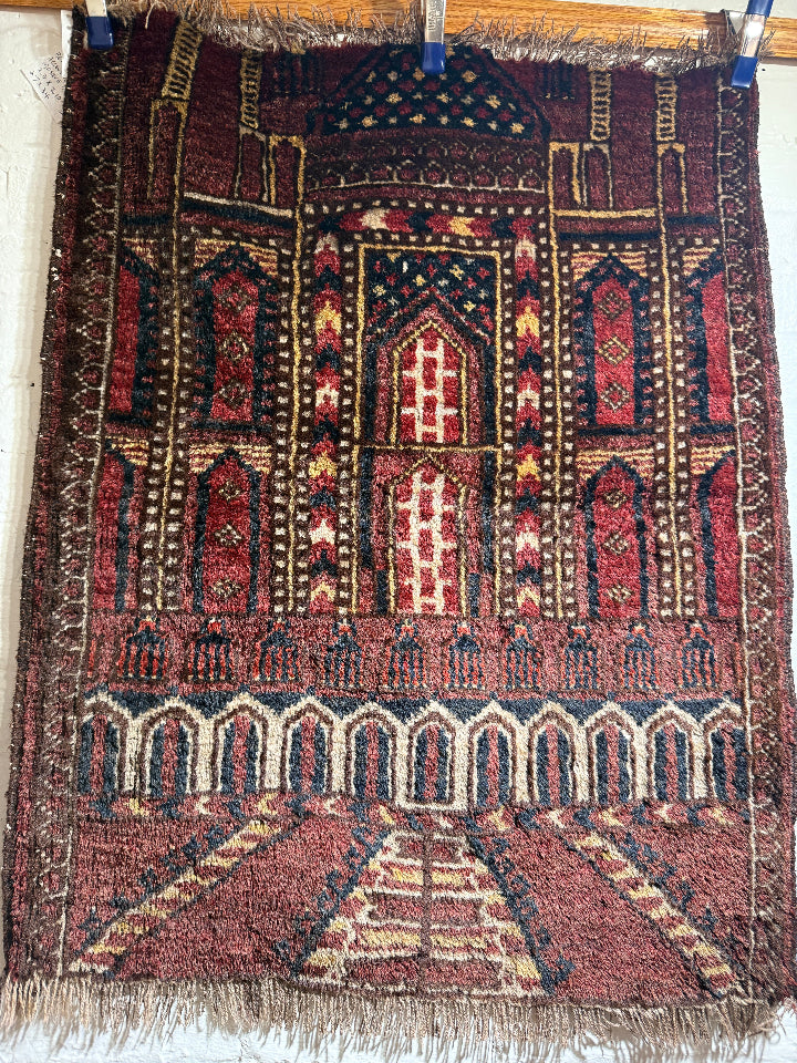 27" X 34" Old Kizil Ayak Prayer Rug