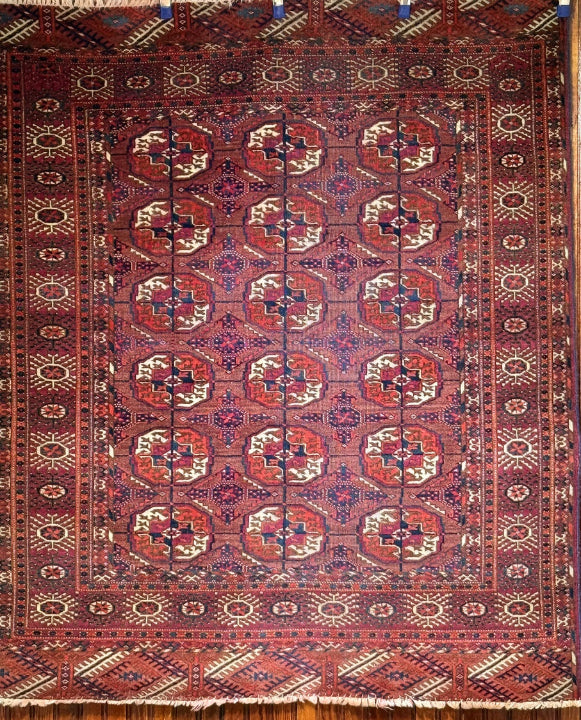 3'8" X 4'3" Old Turkmen Tekke Rug