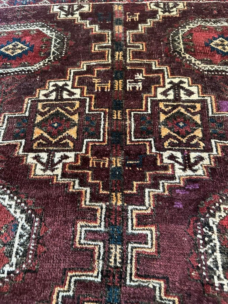 6&#39; 8&quot; X 36&quot; Purple Ground Salor Khani Baluch Long Rug