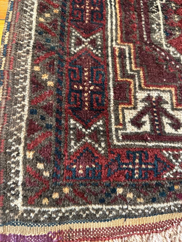 6&#39; 8&quot; X 36&quot; Purple Ground Salor Khani Baluch Long Rug