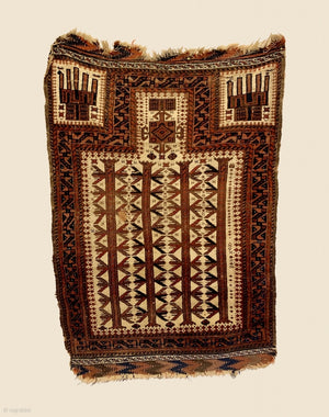 2’8” X 3’9” Rare Antique Baluch Prayer Rug