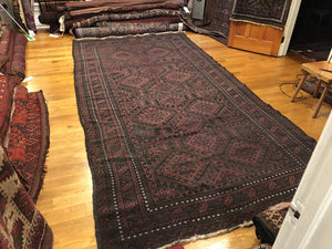12'10" x 6'8" Rare Antique Black Tent Baluch Main Carpet
