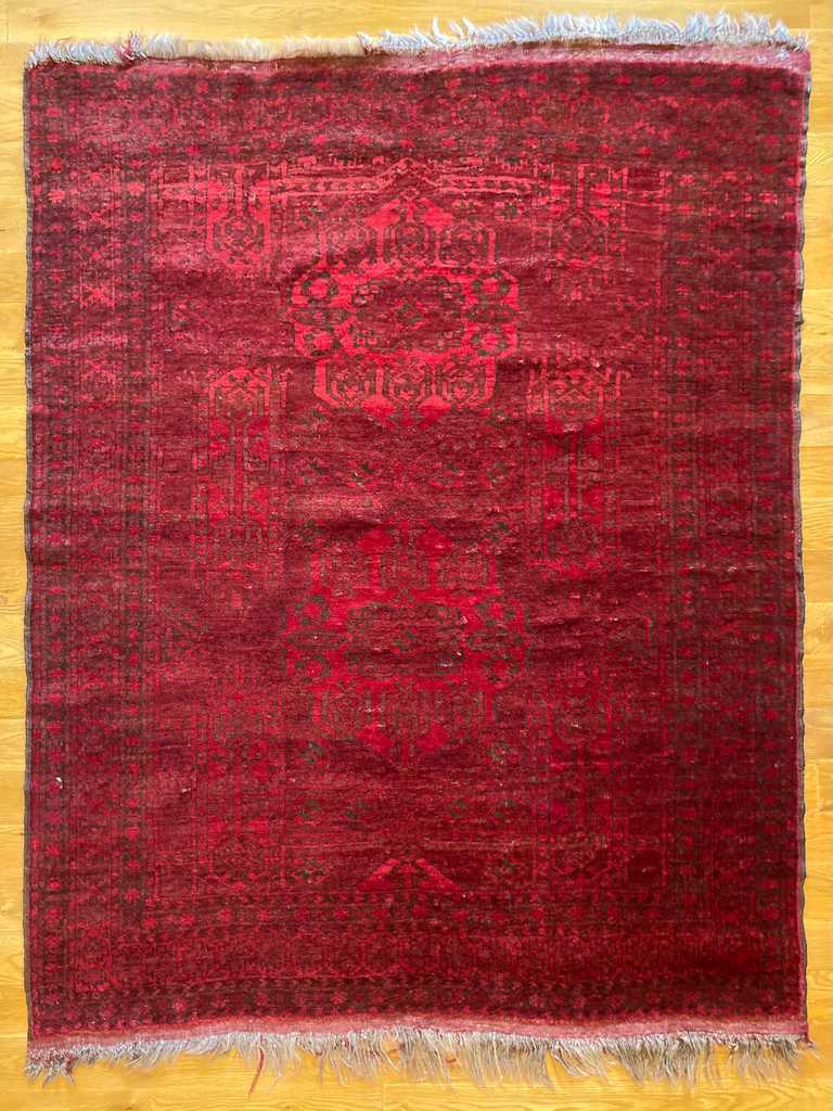 6&#39;8&quot; X 5&#39;3&quot; Rare Antique Charchango Tribal Salor Prayer Rug