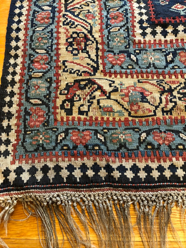 7&#39;3&quot; X 4&#39;11&quot; Rare Antique Fine Senneh Boteh Kilim