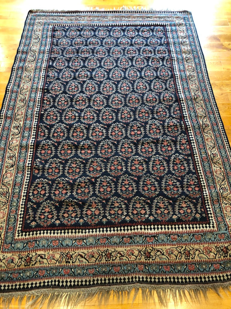 7&#39;3&quot; X 4&#39;11&quot; Rare Antique Fine Senneh Boteh Kilim