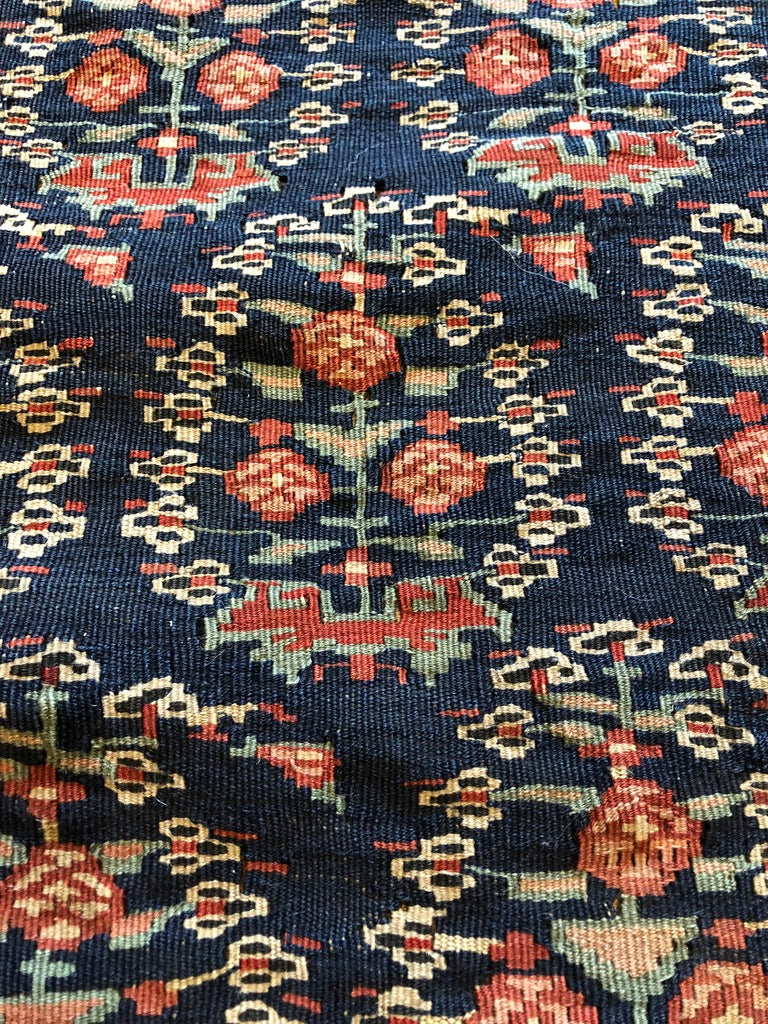 7&#39;3&quot; X 4&#39;11&quot; Rare Antique Fine Senneh Boteh Kilim