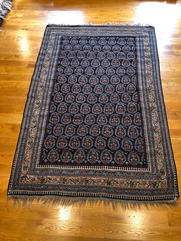 7&#39;3&quot; X 4&#39;11&quot; Rare Antique Fine Senneh Boteh Kilim