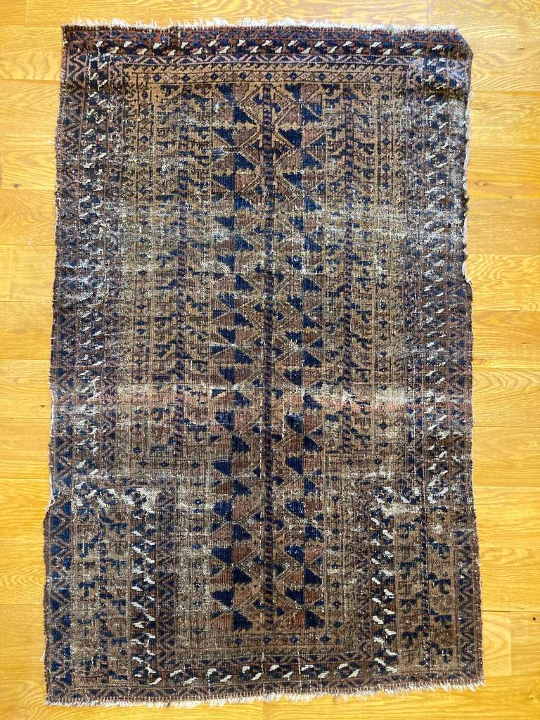 4' X 2'6" Rare Antique Khorasan Yellow Ground Baluch Prayer Rug