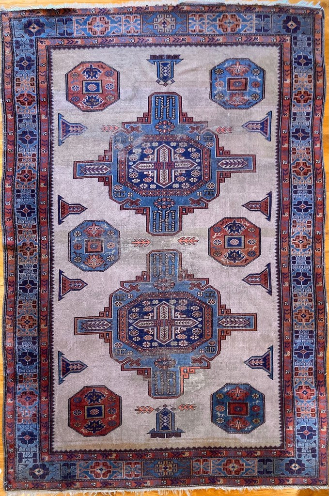 8&#39;11&quot; X 5&#39;11&quot; Rare Antique Kuba Konagend End Main Carpet