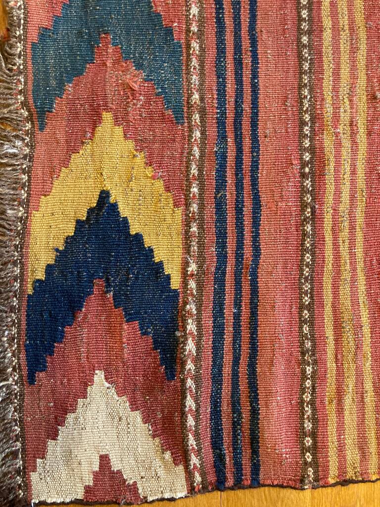 9&#39;10&quot; x 5&#39;10&quot; Rare Antique Maimana Northern Afghanistan Chevron Diamond Vegetable Dye Kilim 