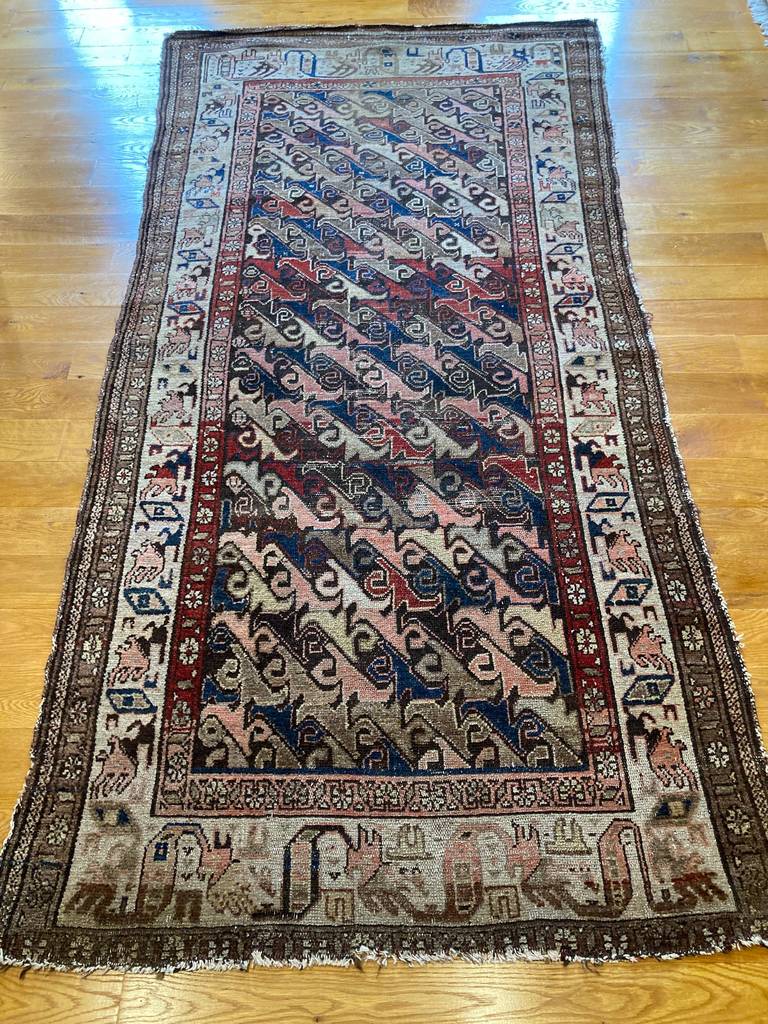 8&#39; X 3&#39;10&quot; Rare Antique Veramin Dragon Long Rug