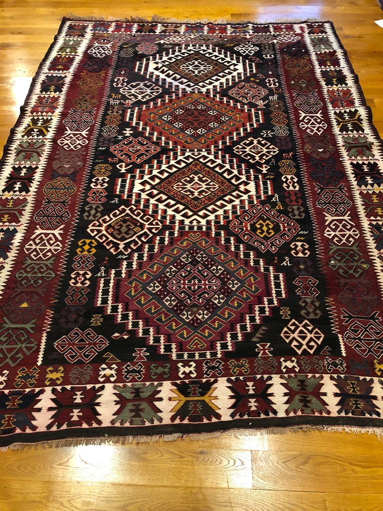 9&#39;10&quot; X 6&#39;7&quot; Rare Dated Shirvan Caucasian Kilim