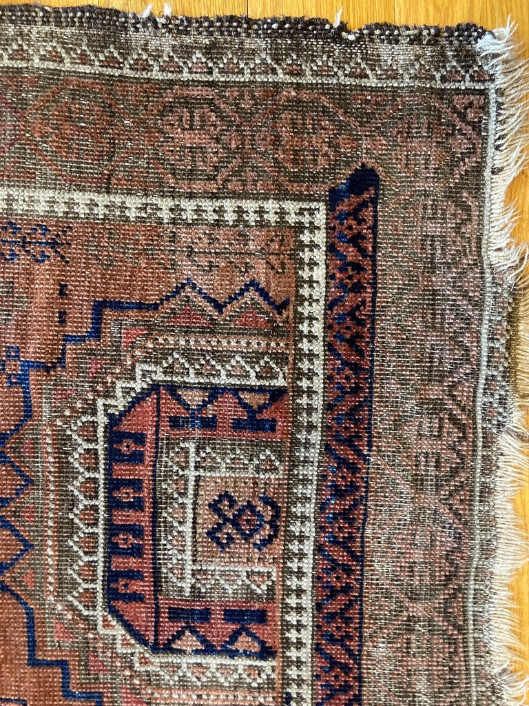 3&#39;8&quot; x 2&#39;5&quot; Rare Small Baluch Salor Prayer Rug