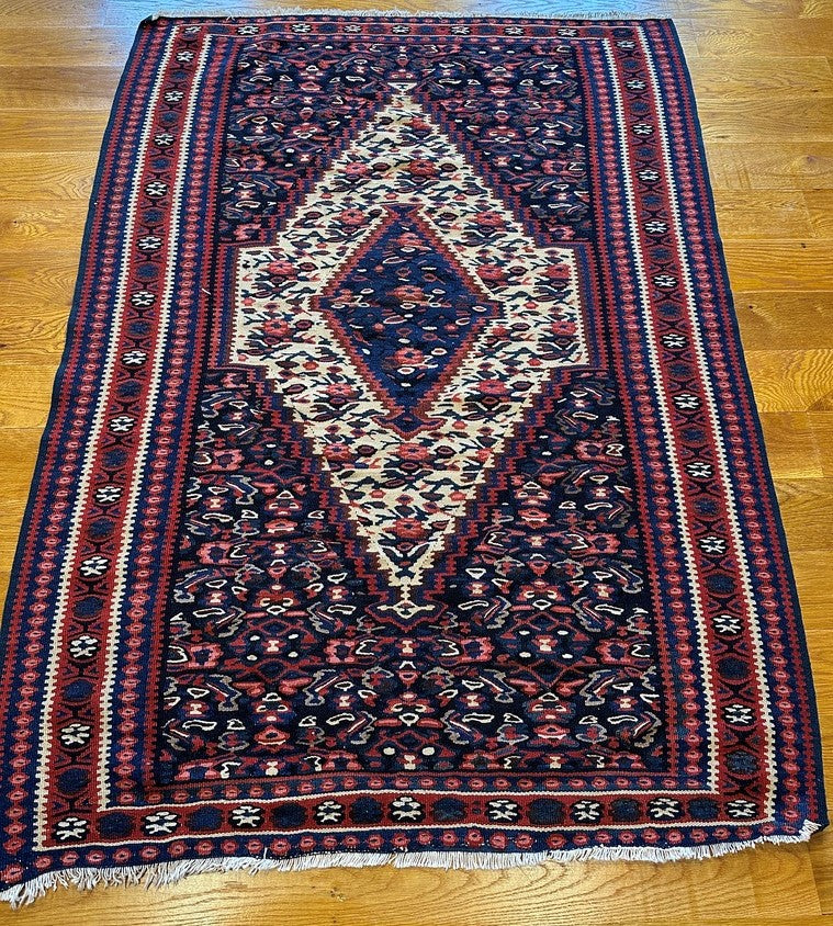 57" X 42" Senneh Kilim Persian Kurd Rug