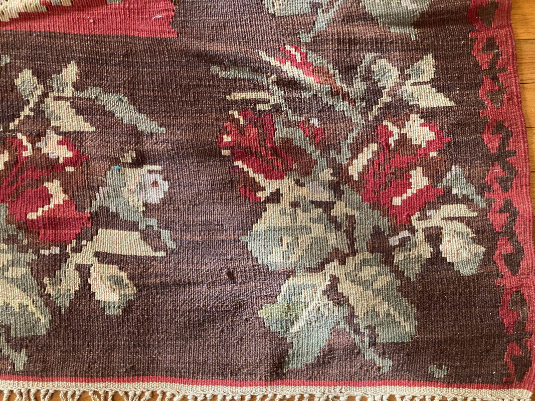 10&#39;1&quot; X 7&#39;8&quot; Signed Vintage Turkish Bessarabian Kilim