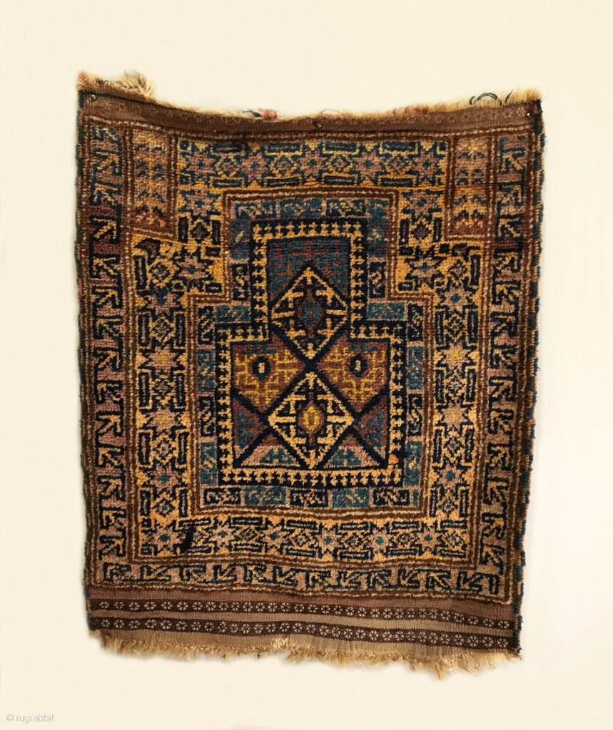 3’7” X 2’9” Taimani Baluch Prayer Rug