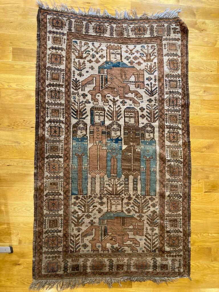 6&#39;9&quot; X 4&#39; Tragic Love Story of Shirin and Khosrow Persian Tale Rug