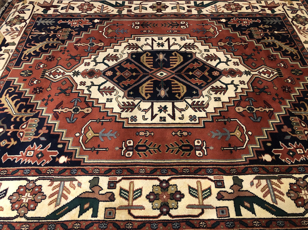 11&#39;4&quot; X 8&#39;5&quot; Vintage Balkans Heriz Design Carpet