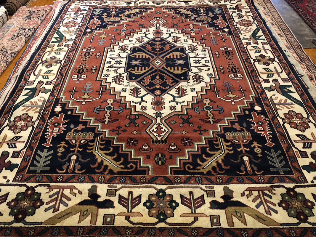 11&#39;4&quot; X 8&#39;5&quot; Vintage Balkans Heriz Design Carpet