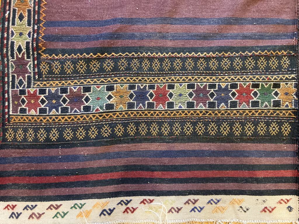 10'1" X 5'10" Vintage Black Tent Baluch Kilim