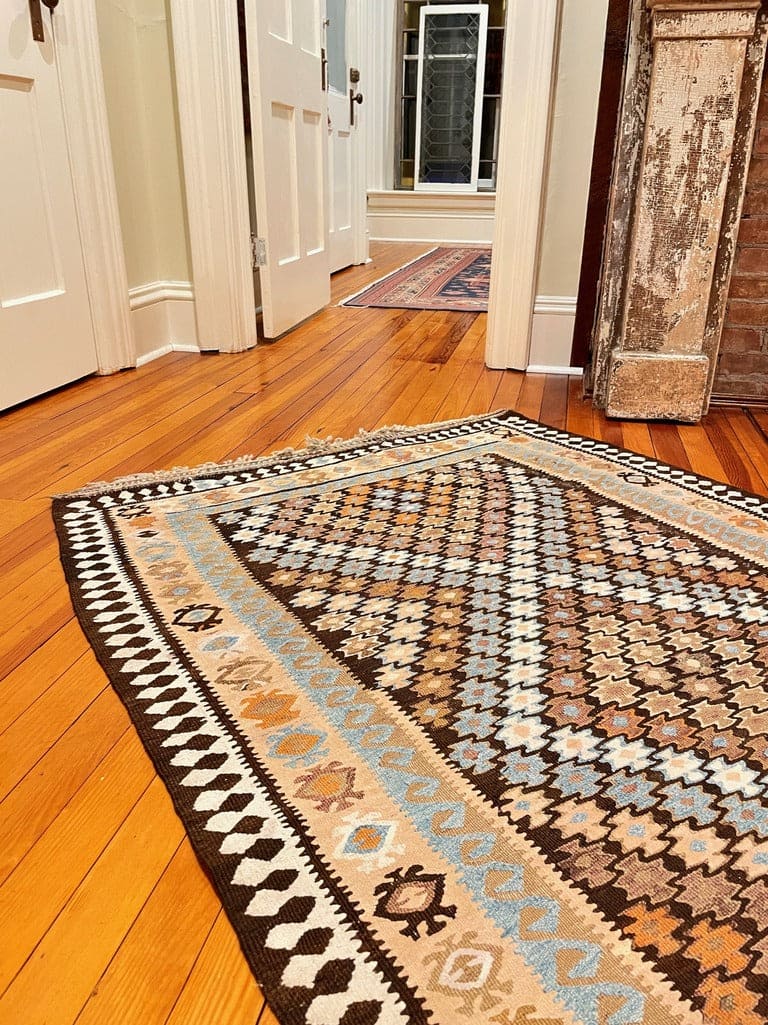 3&#39;11&quot; X 9&#39;1&quot; Vintage Kurdish Kilim Runner