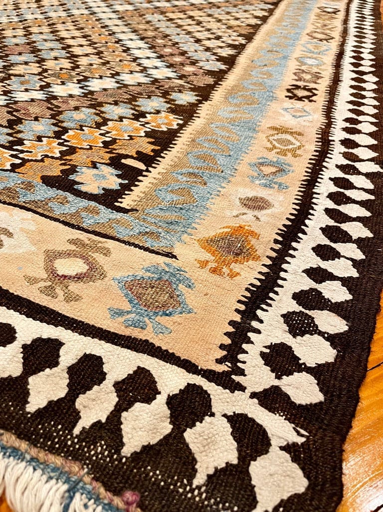 3&#39;11&quot; X 9&#39;1&quot; Vintage Kurdish Kilim Runner