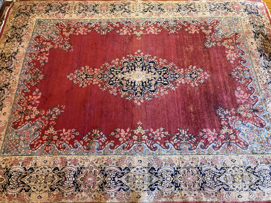 12&#39;10&quot; x 9&#39;7&quot; Vintage Persian Kerman Carpet