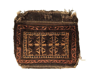 1'4" X 1'2" Antique Afghan Baluch Bag Square Rug
