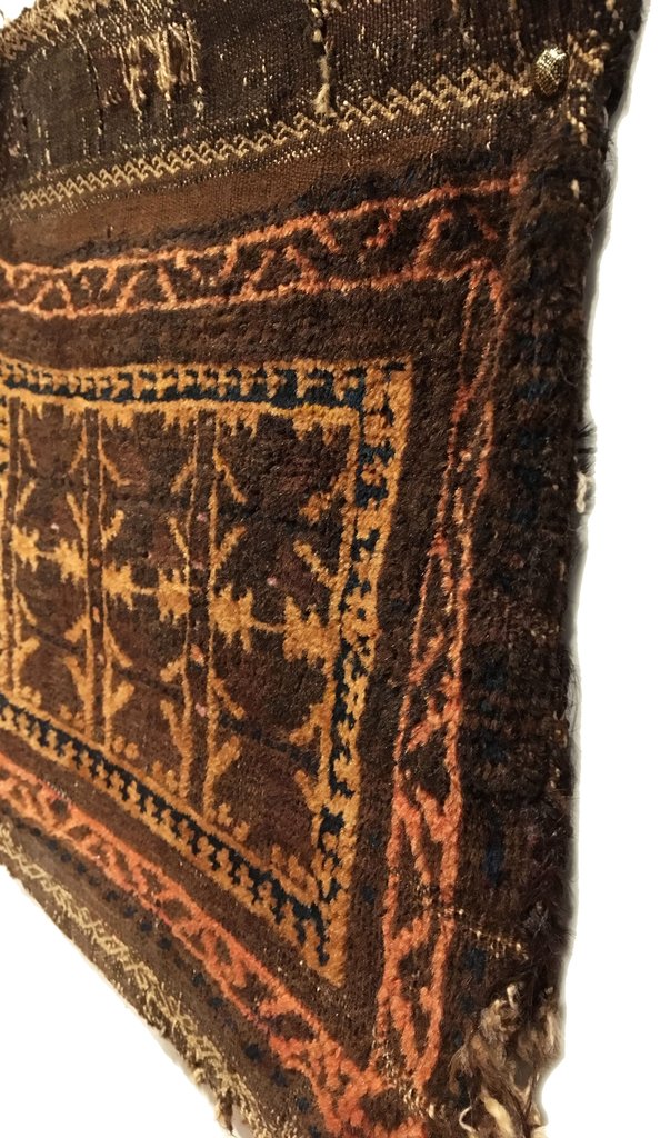 1&#39;4&quot; X 1&#39;2&quot; Antique Afghan Baluch Bag Square Rug
