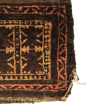 1'4" X 1'2" Antique Afghan Baluch Bag Square Rug