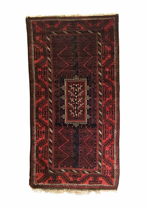 3'9" X 6'10" Antique Afghan Timuri Long Rug