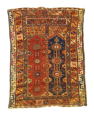 4'2" X 5'5" Antique Anatolian Turkish Rug