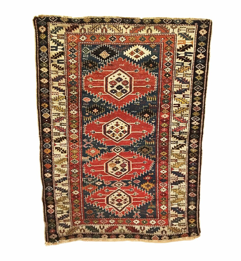 3&#39;8&quot; X 4&#39;11&quot; Antique Caucasian Karagashli Rug