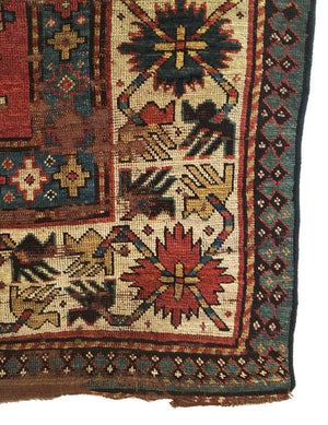 4'2" X 9'0" Antique Distressed Caucasian Kazak Long Rug