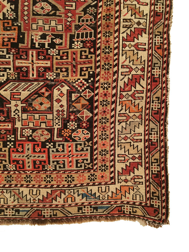 3'8" X 5'3" Antique Caucasian Shirvan Rug