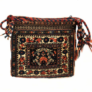 1'1" X 1' Antique Persian Afshar Small Bag Square Rug