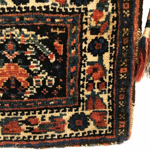 1'1" X 1' Antique Persian Afshar Small Bag Square Rug