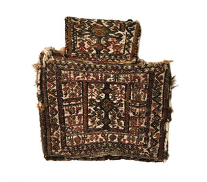 1'8" X 1'9" Antique Persian Bakhtiari Bag Square Rug 
