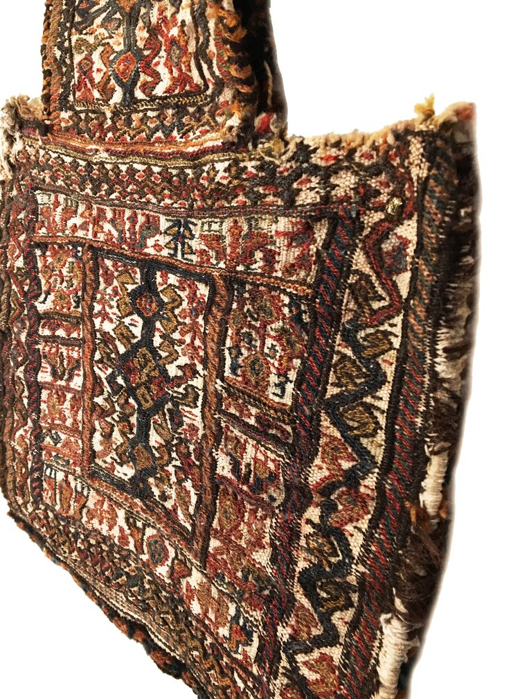 1&#39;8&quot; X 1&#39;9&quot; Antique Persian Bakhtiari Bag Square Rug 