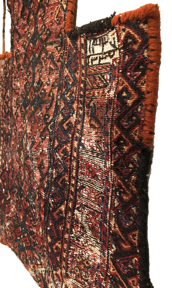 1'5" X 1'6" Antique Persian Bakhtiari Bag Square Rug