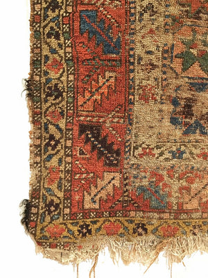3'6" X 6'9" Antique Distressed Persian Kurdish Rug