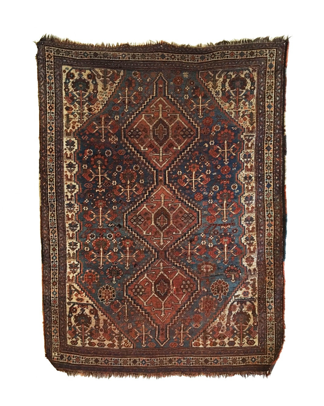 4&#39;2&quot; X 5&#39;7&quot; Antique Distressed Persian Qashqai Rug