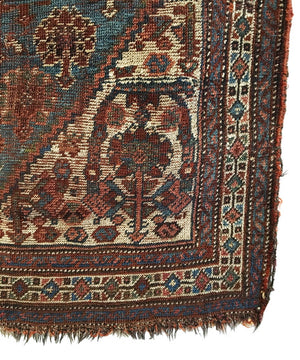 4'2" X 5'7" Antique Distressed Persian Qashqai Rug